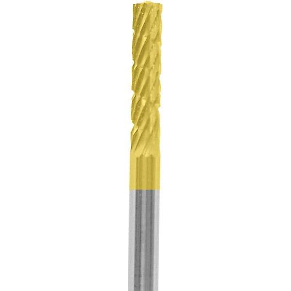 Made in USA - 3/32" Cut Diam, 0.0925" Shank Diam, Cylinder Head Diamond Cut Burr - Carbide, 3/8" LOC, 1-1/2" OAL - USA Tool & Supply