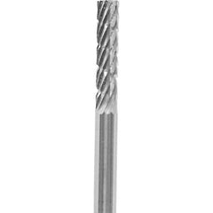 Made in USA - 3/32" Cut Diam, 0.0925" Shank Diam, Cylinder Head Chipbreaker Cut Burr - Carbide, 3/8" LOC, 1-1/2" OAL - USA Tool & Supply