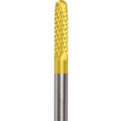 Made in USA - 2.3mm Cut Diam, 0.0925" Shank Diam, Cylinder with Radius Head Double Cut Burr - Carbide, 15mm LOC, 50mm OAL - USA Tool & Supply