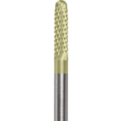 Made in USA - 2.3mm Cut Diam, 0.0925" Shank Diam, Cylinder with Radius Head Double Cut Burr - Carbide, 15mm LOC, 50mm OAL - USA Tool & Supply