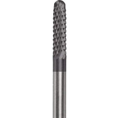 Made in USA - 2.3mm Cut Diam, 0.0925" Shank Diam, Cylinder with Radius Head Double Cut Burr - Carbide, 15mm LOC, 50mm OAL - USA Tool & Supply