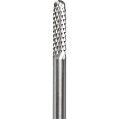 Made in USA - 2.3mm Cut Diam, 0.0925" Shank Diam, Cylinder with Radius Head Double Cut Burr - Carbide, 15mm LOC, 50mm OAL - USA Tool & Supply