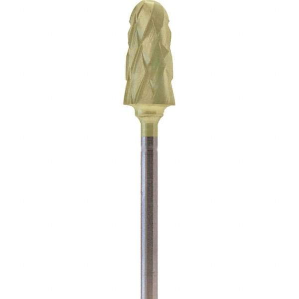 Made in USA - 7mm Cut Diam, 0.0925" Shank Diam, Cone Head Double Cut Burr - Carbide, 14mm LOC, 52mm OAL - USA Tool & Supply