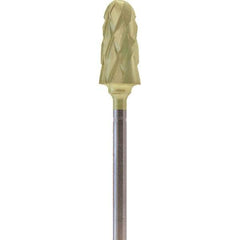 Made in USA - 7mm Cut Diam, 0.0925" Shank Diam, Cone Head Double Cut Burr - Carbide, 14mm LOC, 52mm OAL - USA Tool & Supply