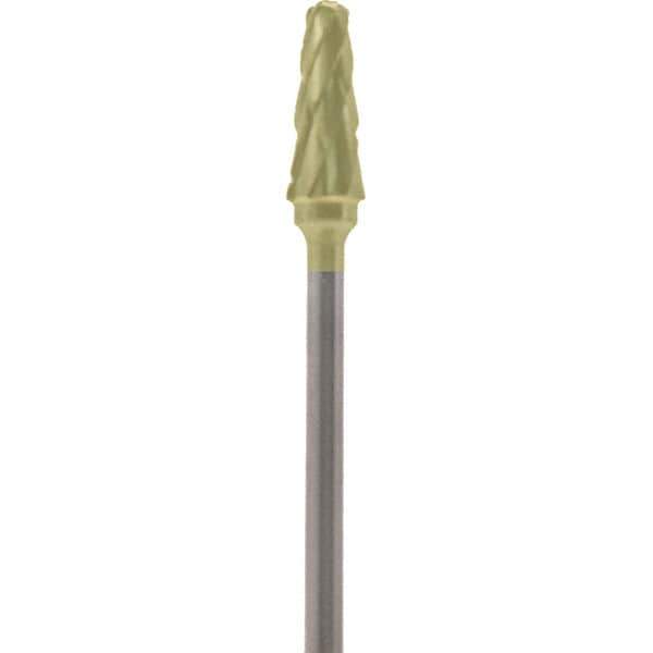 Made in USA - 5mm Cut Diam, 0.0925" Shank Diam, Cone Head Double Cut Burr - Carbide, 13mm LOC, 51mm OAL - USA Tool & Supply