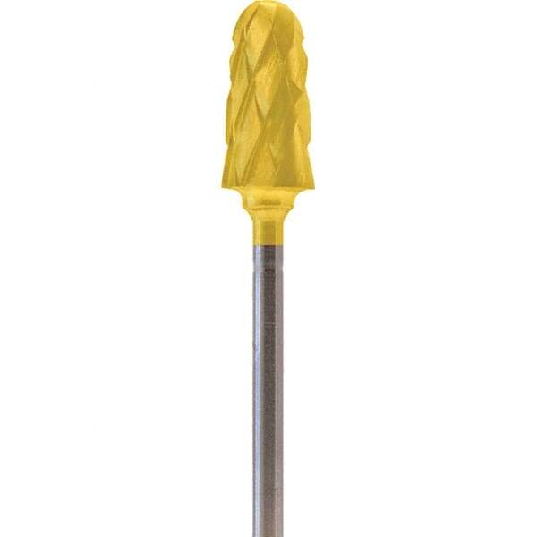 Made in USA - 7mm Cut Diam, 0.0925" Shank Diam, Cone Head Double Cut Burr - Carbide, 14mm LOC, 52mm OAL - USA Tool & Supply