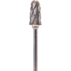 Made in USA - 7mm Cut Diam, 0.0925" Shank Diam, Cone Head Double Cut Burr - Carbide, 14mm LOC, 52mm OAL - USA Tool & Supply
