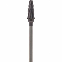 Made in USA - 5mm Cut Diam, 0.0925" Shank Diam, Cone Head Double Cut Burr - Carbide, 13mm LOC, 51mm OAL - USA Tool & Supply