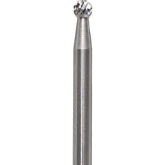 Made in USA - 3/32" Cut Diam, 0.0925" Shank Diam, Ball Head Diamond Cut Burr - Carbide, 3/32" LOC, 1-1/2" OAL - USA Tool & Supply