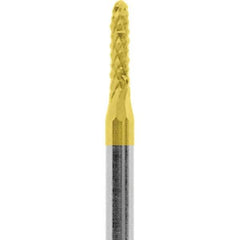 Made in USA - 1/16" Cut Diam, 3/32" Shank Diam, Cylinder with Radius Head Diamond Cut Burr - Carbide, 1/4" LOC, 1-1/2" OAL - USA Tool & Supply