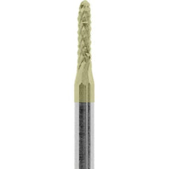 Made in USA - 1/16" Cut Diam, 3/32" Shank Diam, Cylinder with Radius Head Diamond Cut Burr - Carbide, 1/4" LOC, 1-1/2" OAL - USA Tool & Supply