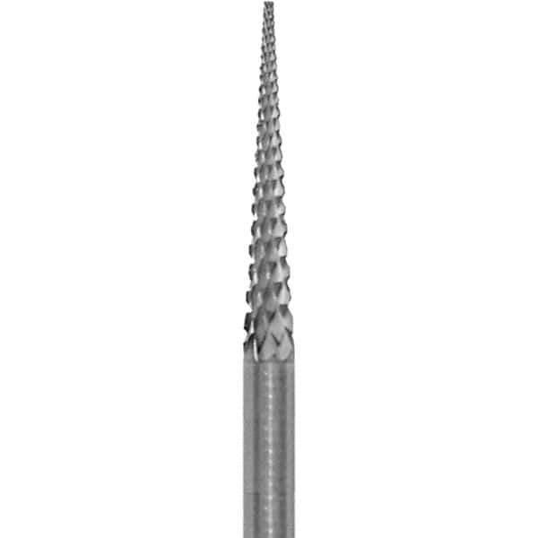 Made in USA - 3/32" Cut Diam, 0.0925" Shank Diam, Cone Head Diamond Cut Burr - Carbide, 5/8" LOC, 1-1/2" OAL - USA Tool & Supply