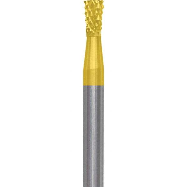 Made in USA - 3/32" Cut Diam, 3/32" Shank Diam, Inverted Cone Head Diamond Cut Burr - Carbide, 1/8" LOC, 1-1/2" OAL - USA Tool & Supply