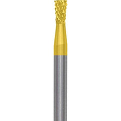 Made in USA - 3/32" Cut Diam, 3/32" Shank Diam, Inverted Cone Head Diamond Cut Burr - Carbide, 1/8" LOC, 1-1/2" OAL - USA Tool & Supply