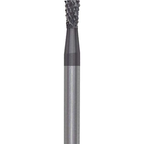 Made in USA - 3/32" Cut Diam, 3/32" Shank Diam, Inverted Cone Head Diamond Cut Burr - Carbide, 1/8" LOC, 1-1/2" OAL - USA Tool & Supply