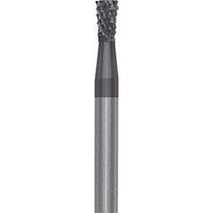 Made in USA - 3/32" Cut Diam, 3/32" Shank Diam, Inverted Cone Head Diamond Cut Burr - Carbide, 1/8" LOC, 1-1/2" OAL - USA Tool & Supply
