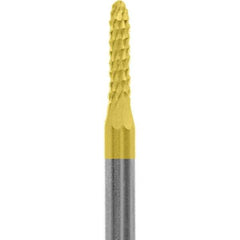 Made in USA - 3/32" Cut Diam, 0.0925" Shank Diam, Cone Head Diamond Cut Burr - Carbide, 3/8" LOC, 1-1/2" OAL - USA Tool & Supply