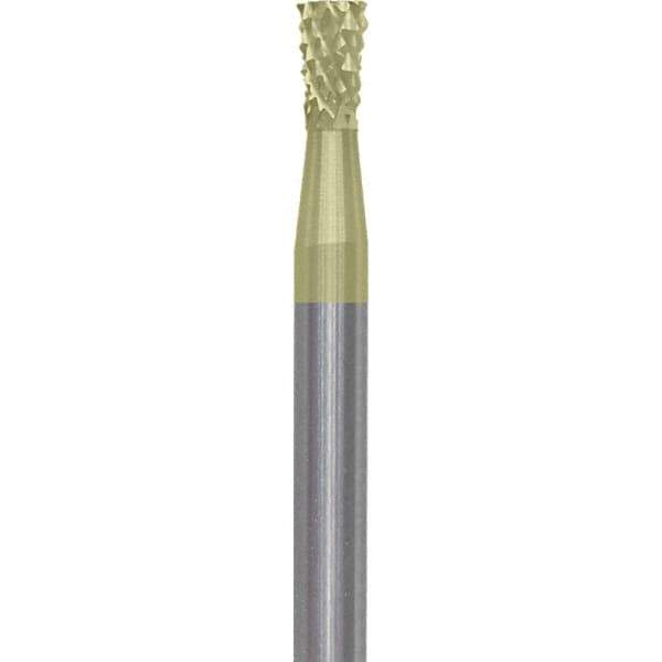 Made in USA - 3/32" Cut Diam, 3/32" Shank Diam, Inverted Cone Head Diamond Cut Burr - Carbide, 1/8" LOC, 1-1/2" OAL - USA Tool & Supply