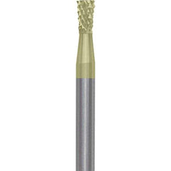 Made in USA - 3/32" Cut Diam, 3/32" Shank Diam, Inverted Cone Head Diamond Cut Burr - Carbide, 1/8" LOC, 1-1/2" OAL - USA Tool & Supply