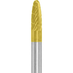 Made in USA - 6mm Cut Diam, 0.2362" Shank Diam, Tree with Radius Head Double Cut Burr - Carbide, 16mm LOC, 50mm OAL - USA Tool & Supply