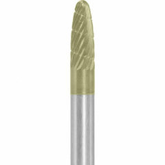 Made in USA - 1/4" Cut Diam, 1/4" Shank Diam, Tree with Radius Head Fastmill Cut Burr - Carbide, 5/8" LOC, 2" OAL - USA Tool & Supply