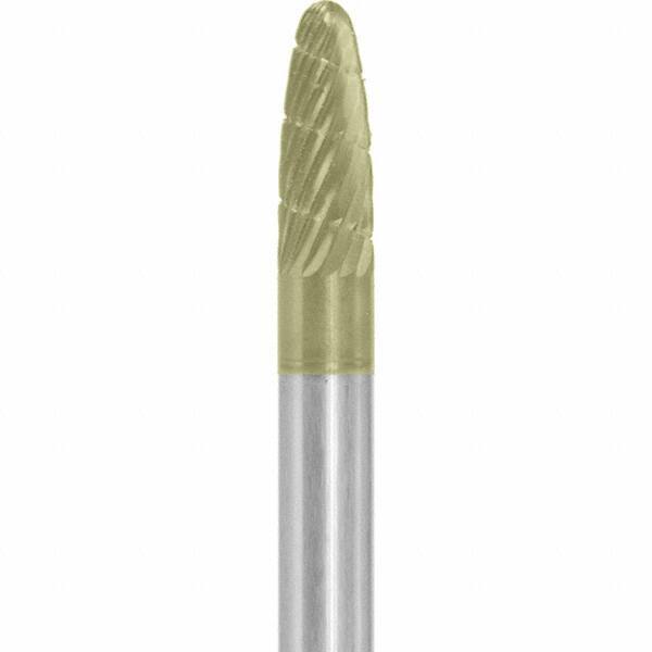 Made in USA - 1/4" Cut Diam, 1/4" Shank Diam, Tree with Radius Head Chipbreaker Cut Burr - Carbide, 5/8" LOC, 2" OAL - USA Tool & Supply