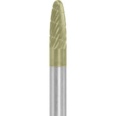 Made in USA - 1/4" Cut Diam, 1/4" Shank Diam, Tree with Radius Head Double Cut Burr - Carbide, 5/8" LOC, 2" OAL - USA Tool & Supply