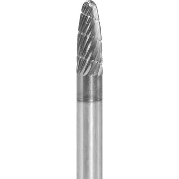 Made in USA - 6mm Cut Diam, 0.2362" Shank Diam, Tree with Radius Head Aluma Cut Burr - Carbide, 16mm LOC, 50mm OAL - USA Tool & Supply