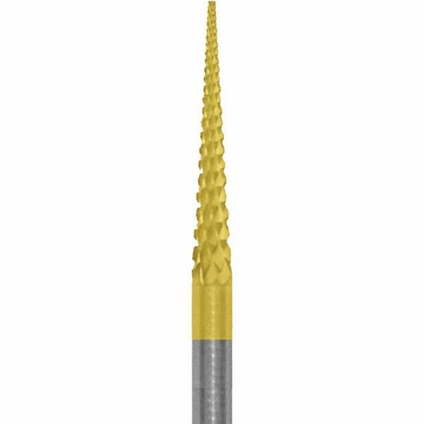 Made in USA - 3/32" Cut Diam, 0.0925" Shank Diam, Cone Head Diamond Cut Burr - Carbide, 5/8" LOC, 1-1/2" OAL - USA Tool & Supply