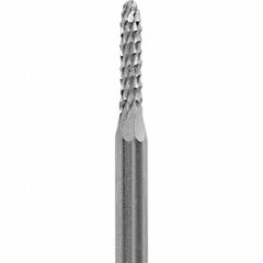 Made in USA - 3/32" Cut Diam, 0.0925" Shank Diam, Cone Head Diamond Cut Burr - Carbide, 3/8" LOC, 1-1/2" OAL - USA Tool & Supply