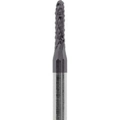 Made in USA - 1/16" Cut Diam, 3/32" Shank Diam, Cylinder with Radius Head Diamond Cut Burr - Carbide, 1/4" LOC, 1-1/2" OAL - USA Tool & Supply