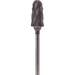 Made in USA - 7mm Cut Diam, 0.0925" Shank Diam, Cone Head Double Cut Burr - Carbide, 14mm LOC, 52mm OAL - USA Tool & Supply