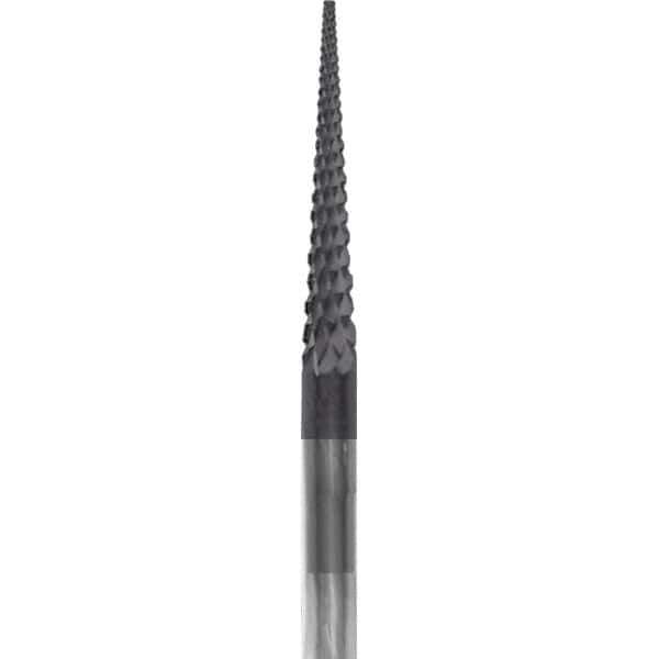 Made in USA - 3/32" Cut Diam, 0.0925" Shank Diam, Cone Head Chipbreaker Cut Burr - Carbide, 5/8" LOC, 1-1/2" OAL - USA Tool & Supply