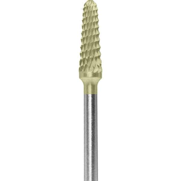 Made in USA - 7mm Cut Diam, 0.0925" Shank Diam, Cone Head Double Cut Burr - Carbide, 13mm LOC, 51mm OAL - USA Tool & Supply