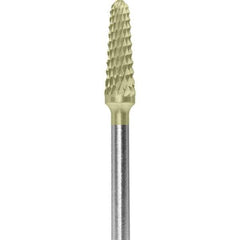 Made in USA - 7mm Cut Diam, 0.0925" Shank Diam, Cone Head Double Cut Burr - Carbide, 13mm LOC, 51mm OAL - USA Tool & Supply