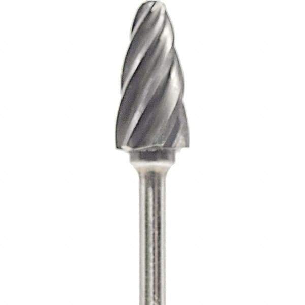 Made in USA - 1/4" Cut Diam, 0.0925" Shank Diam, Tree with Radius Head Aluma Cut Burr - Carbide, 1/2" LOC, 2" OAL - USA Tool & Supply