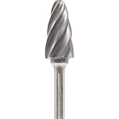 Made in USA - 1/4" Cut Diam, 0.0925" Shank Diam, Tree with Radius Head Aluma Cut Burr - Carbide, 1/2" LOC, 2" OAL - USA Tool & Supply