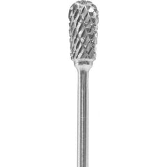 Made in USA - 1/4" Cut Diam, 0.0925" Shank Diam, Inverted Cone Head Double Cut Burr - Carbide, 1/2" LOC, 2" OAL - USA Tool & Supply