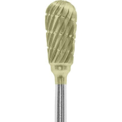 Made in USA - 1/4" Cut Diam, 0.0925" Shank Diam, Inverted Cone Head Chipbreaker Cut Burr - Carbide, 1/2" LOC, 2" OAL - USA Tool & Supply