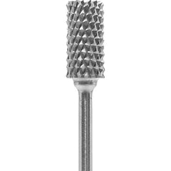 Made in USA - 1/4" Cut Diam, 0.0925" Shank Diam, Cylinder Head Diamond Cut Burr - Carbide, 1/2" LOC, 2" OAL - USA Tool & Supply