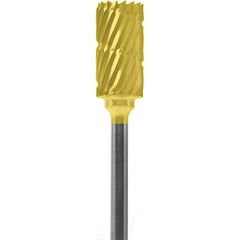 Made in USA - 1/4" Cut Diam, 0.0925" Shank Diam, Cylinder Head Chipbreaker Cut Burr - Carbide, 1/2" LOC, 2" OAL - USA Tool & Supply