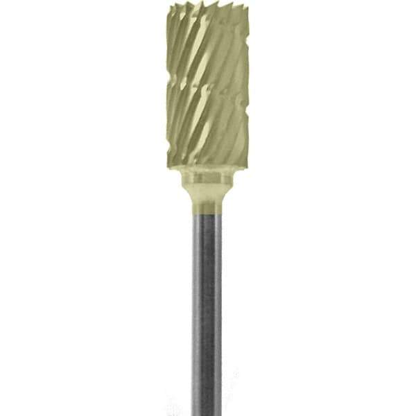 Made in USA - 1/4" Cut Diam, 0.0925" Shank Diam, Cylinder Head Chipbreaker Cut Burr - Carbide, 1/2" LOC, 2" OAL - USA Tool & Supply