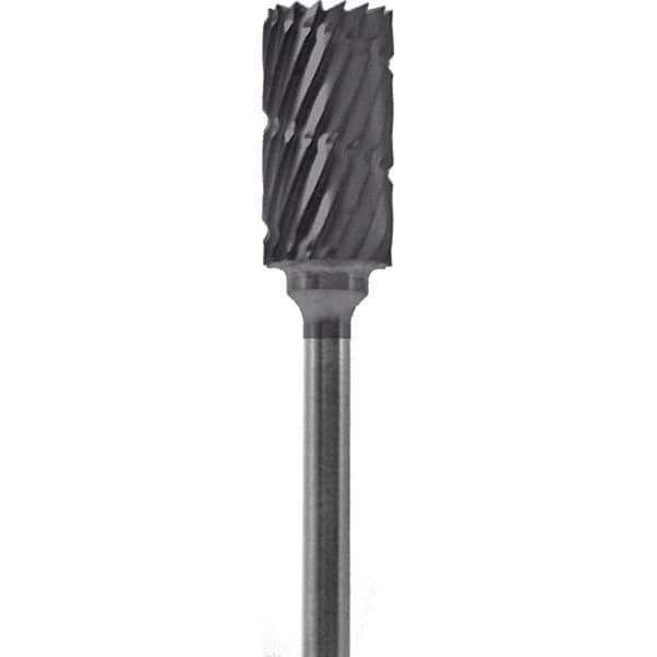 Made in USA - 1/4" Cut Diam, 0.0925" Shank Diam, Cylinder Head Chipbreaker Cut Burr - Carbide, 1/2" LOC, 2" OAL - USA Tool & Supply