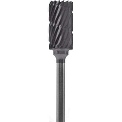 Made in USA - 1/4" Cut Diam, 0.0925" Shank Diam, Cylinder Head Chipbreaker Cut Burr - Carbide, 1/2" LOC, 2" OAL - USA Tool & Supply