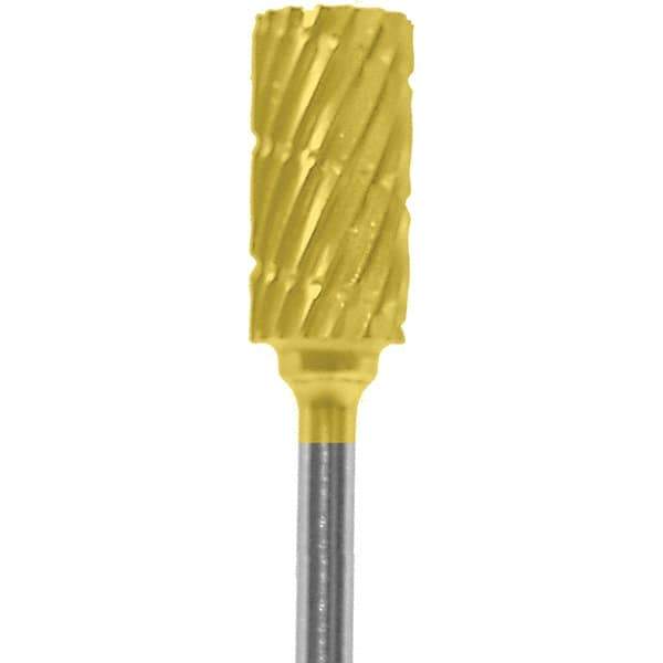 Made in USA - 1/4" Cut Diam, 0.0925" Shank Diam, Cylinder Head Chipbreaker Cut Burr - Carbide, 1/2" LOC, 2" OAL - USA Tool & Supply