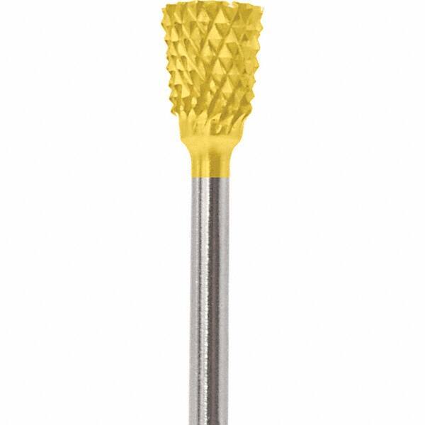 Made in USA - 2.3mm Cut Diam, 0.0925" Shank Diam, Tree with Radius Head Double Cut Burr - Carbide, 4.2mm LOC, 42.2mm OAL - USA Tool & Supply