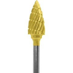 Made in USA - 1/4" Cut Diam, 0.0925" Shank Diam, Tree Head Double Cut Burr - Carbide, 1/2" LOC, 2" OAL - USA Tool & Supply
