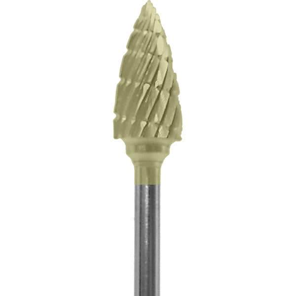 Made in USA - 1/4" Cut Diam, 0.0925" Shank Diam, Tree Head Double Cut Burr - Carbide, 1/2" LOC, 2" OAL - USA Tool & Supply