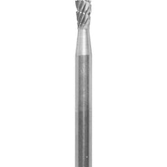 Made in USA - 6.3mm Cut Diam, 0.0925" Shank Diam, Double Cut Burr - Carbide, 6.3mm LOC, 45mm OAL - USA Tool & Supply