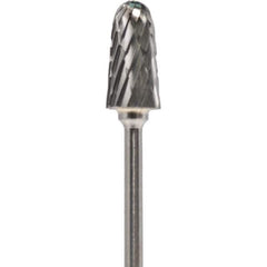 Made in USA - 4mm Cut Diam, 0.0925" Shank Diam, Cone Head Double Cut Burr - Carbide, 12.4mm LOC, 50mm OAL - USA Tool & Supply